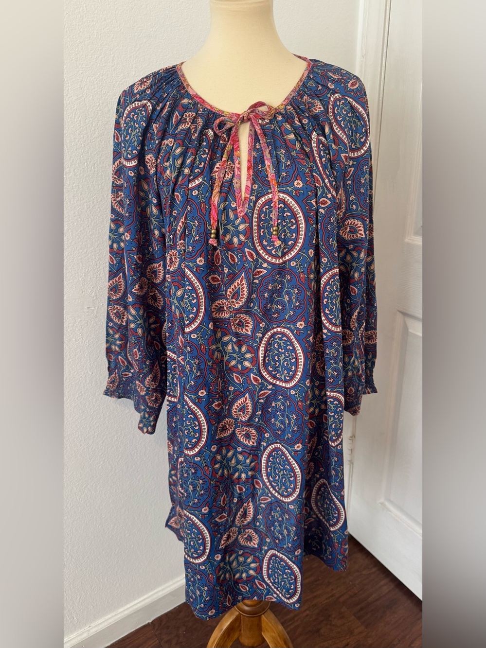 Natural Life Midi Dress Oversized Loose Paisley Boho Granola Hippie Size XL
